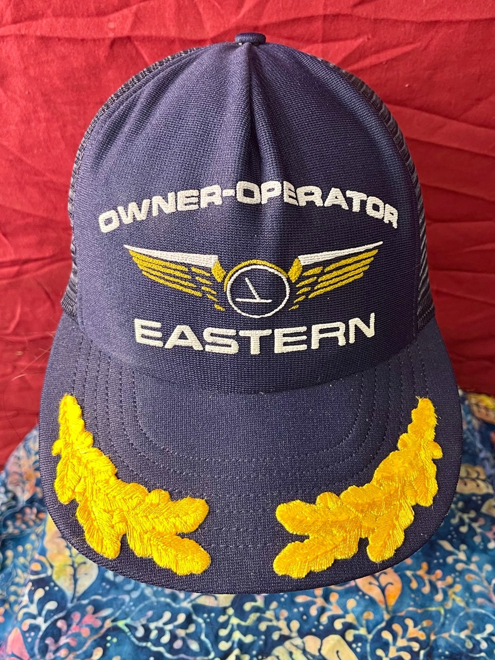Vintage Eastern Air Lines Captain Mesh Snapback Trucker Cap Navy/Scrambled Eggs